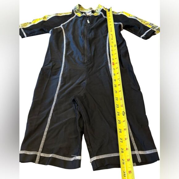 LL Bean Sun and Surf Bodysuit Swimsuit Black And Yellow Boys Size Medium 10-12 - Picture 5 of 6